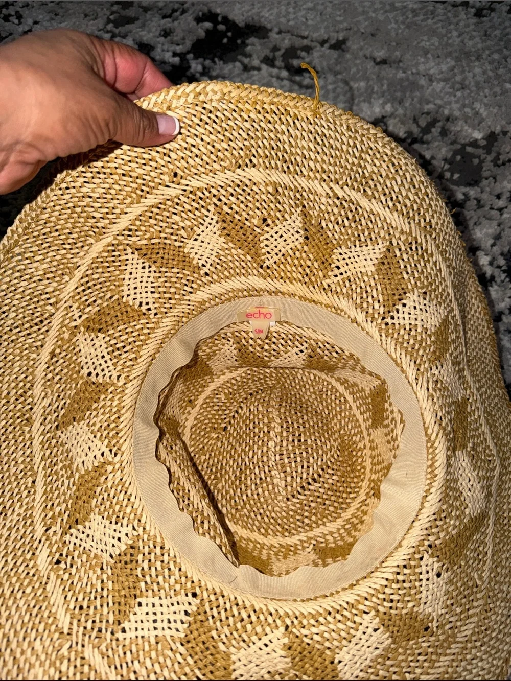 Echo Natural Straw Wide-Brim Hat with Brown Band
